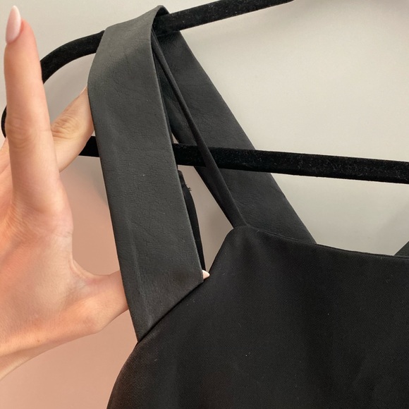 BCBG black jumpsuit pleather trimmed - Picture 6 of 7